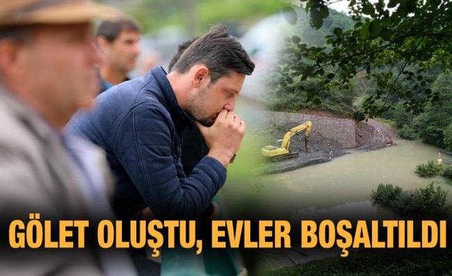 Heyelan Yolu Kapatınca Gölet Oluştu, Evler Boşaltıldı