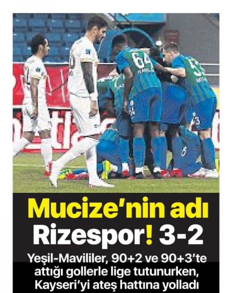 Süper Lig'in 31'inci haftasında Çaykur Rizespor, Hes Kablo Kayserispor'u konuk etti.