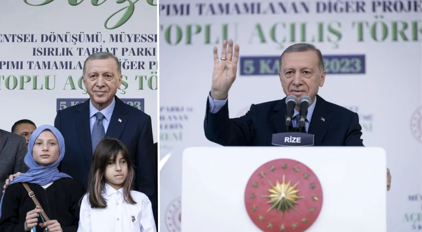 Cumhurbaşkanı Recep Tayyip Erdoğan, kentsel dönüşüm projesi kapsamında yenilenen Belediye Blokları'nın açılışına katılmaz üzere Rize'ye geldi. Erdoğan ayrıca Ayder Yaylası'ndaki kentsel dönüşüm projesini de yerinde inceledi.