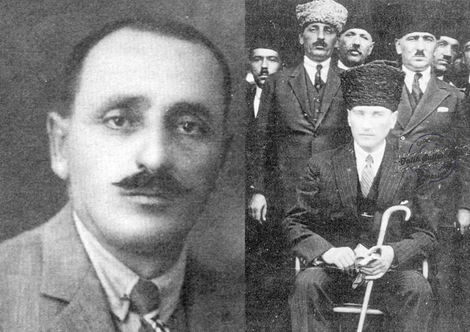 Rize Milletvekili Rauf Benli (solda beyaz kalpaklı) Mustafa Kemal Paşa ile birlikte.