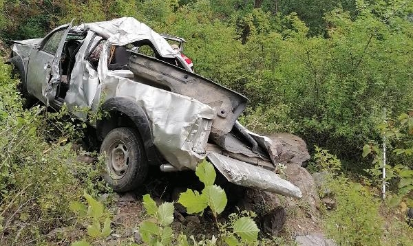 Gümüşhane'de kamyonet şarampole yuvarlandı, 3 kişi yaralandı