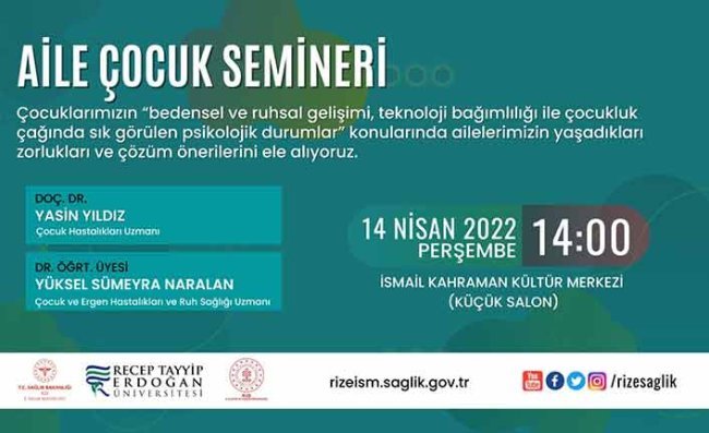 Rize'de 'Aile ve Çocuk Semineri' Düzenlenecek