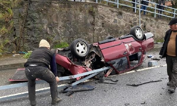 Trabzon’da ters dönen otomobilin sürücüsü, kurtarılamadı