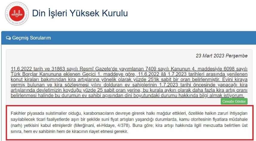 Fetva başvurusunda bulundu, Din İşleri Yüksek Kurulu cevabını siteden duyurdu