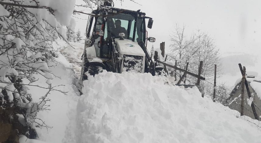 Karla mücadele Giresun yaylalarında devam ediyor