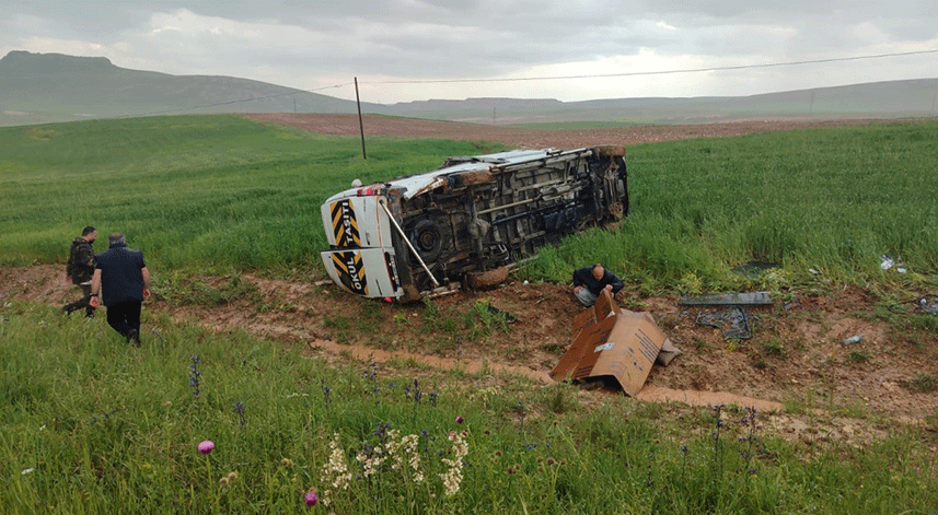 Minibüs tarlaya uçtu: 13 yaralı