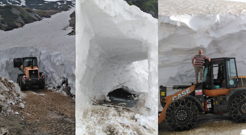 Yayla yolları kar tüneli kazılarak ulaşıma açıldı