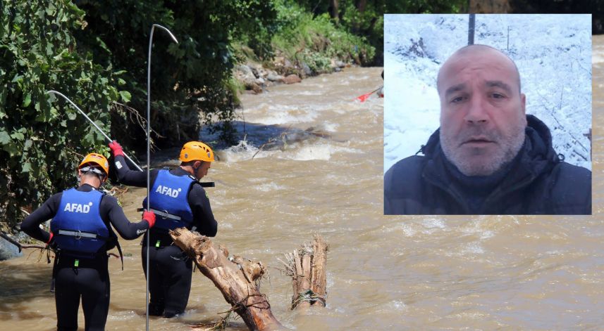 Giresun'un Duroğlu beldesindeki selde kaybolan şahsı arama çalışmaları sürüyor