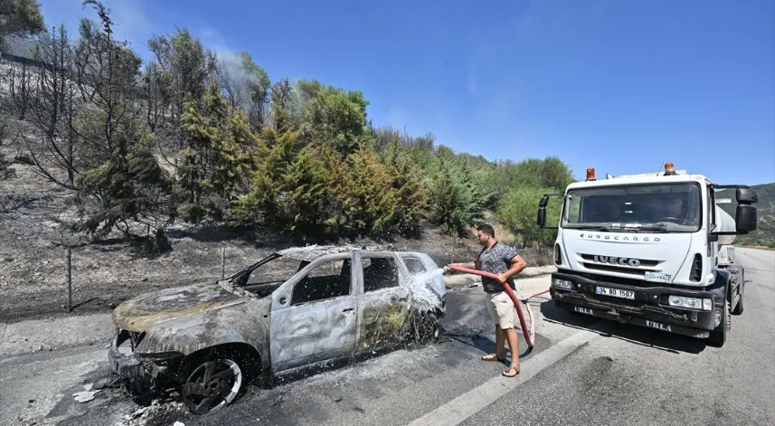 Alev Alan Otomobil Orman Yangınına Yol Açtı 