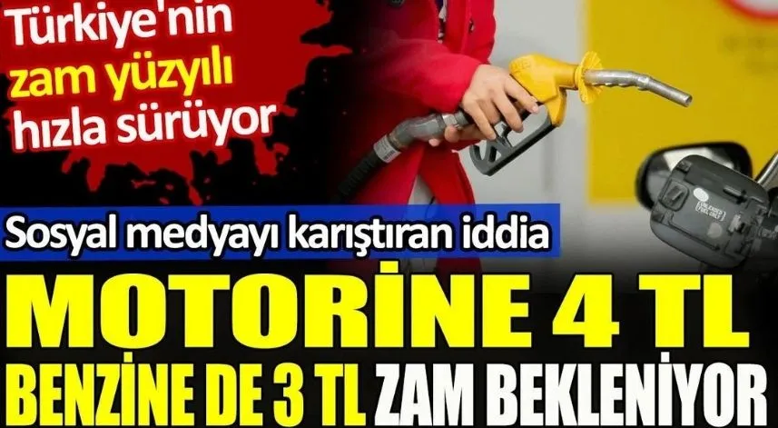 Motorine 4 TL, benzine de 3 TL zam bekleniyor 