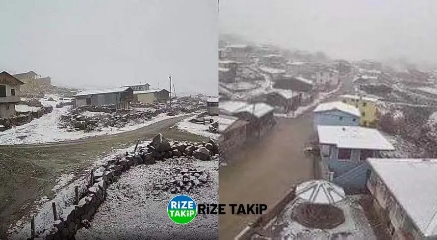 Rize’nin yüksek kesimlerinde kar yağışı 