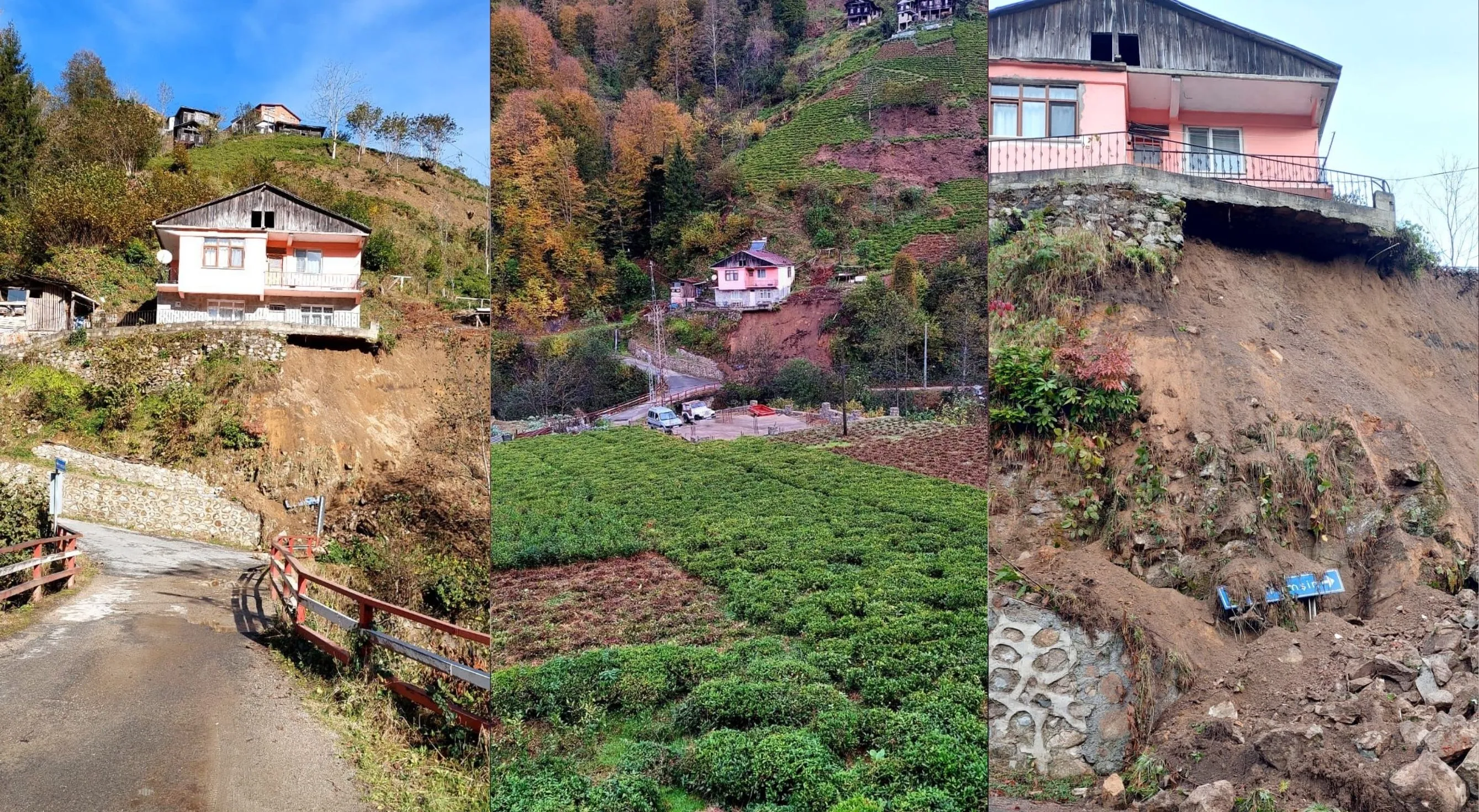 Rize'de toprak kayması sonucu 1 evde hasar oluştu