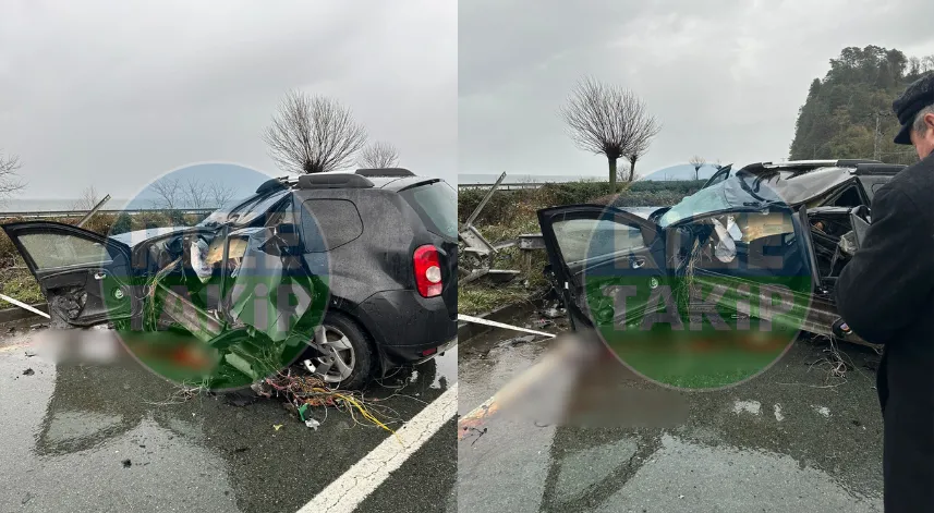 Rize'de feci kaza! Otomobil bariyere saplandı 