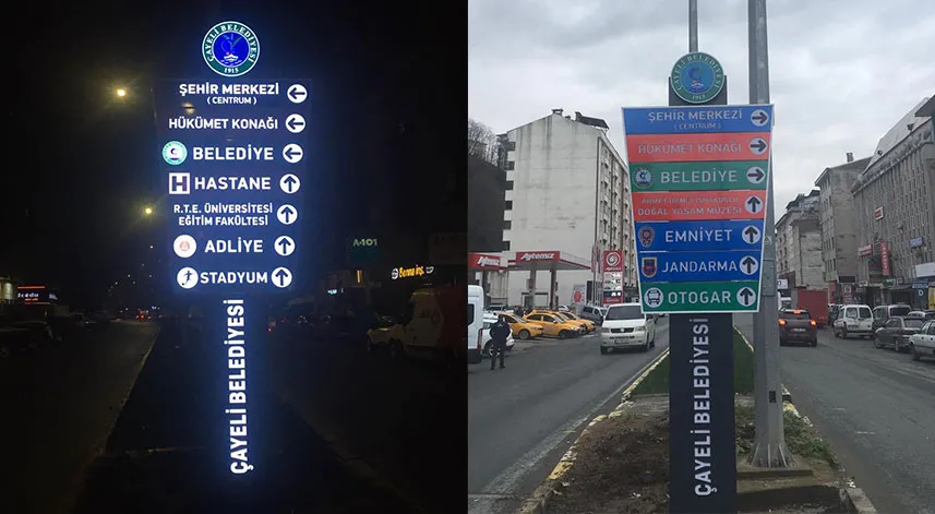 Çayeli'nde yön tabelaları yenileniyor