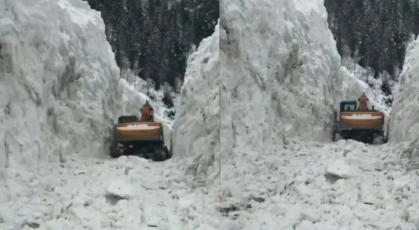 5 metreyi aşan karı yararak köy yolunu ulaşıma açtılar