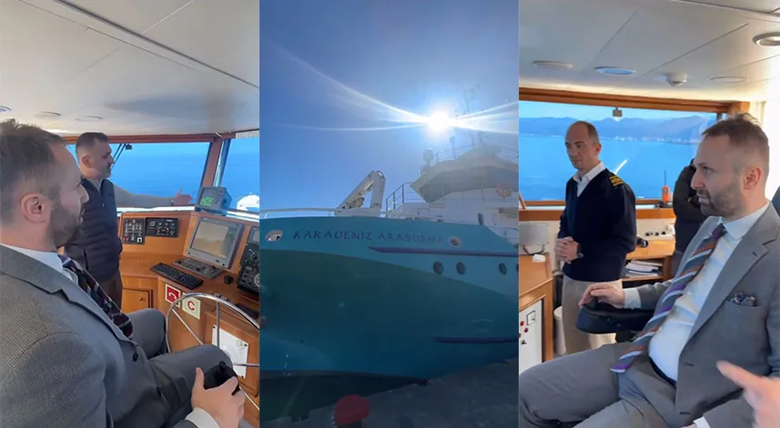 RTEÜ Rektörü Yılmaz, Karadeniz Araştırma Gemisi'ni ziyaret etti