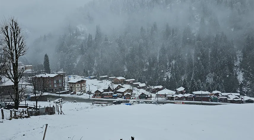 Rize'nin yüksek kesimlerine kar yağdı