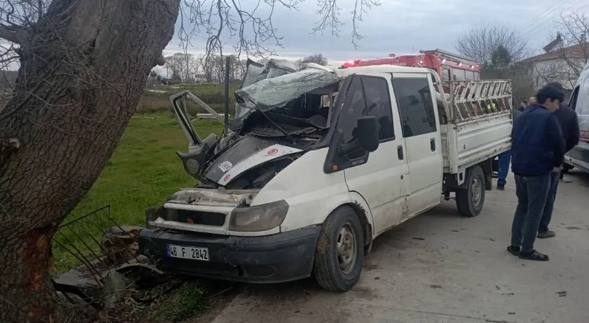 Samsun'da ağaca çarpan kamyonetteki 2 kişi yaralandı