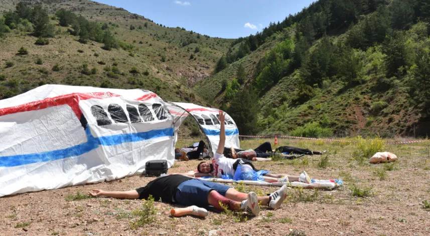 Gümüşhane'de uçak kazası tatbikatı yapıldı