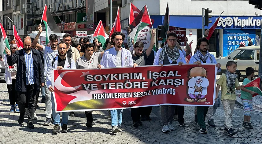 Rize’de hekimlerden İsrail protestosu