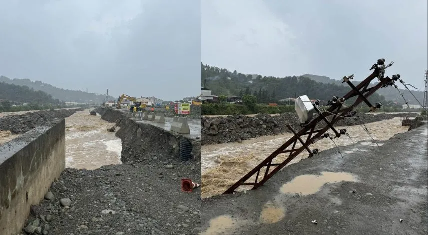 Artvin'de şiddetli yağış etkili oldu