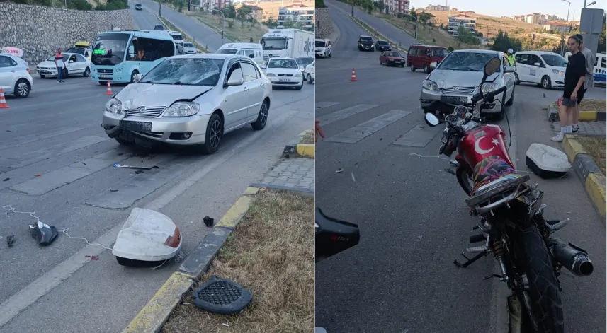 Otomobille çarpışan motosikletteki 2 kişi yaralandı