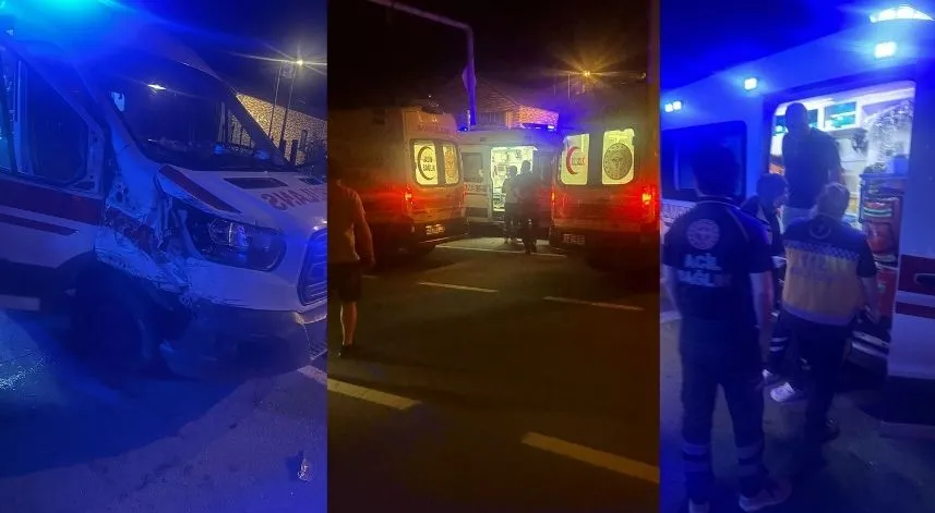 Rize'de ambulans ile otomobil çarpıştı