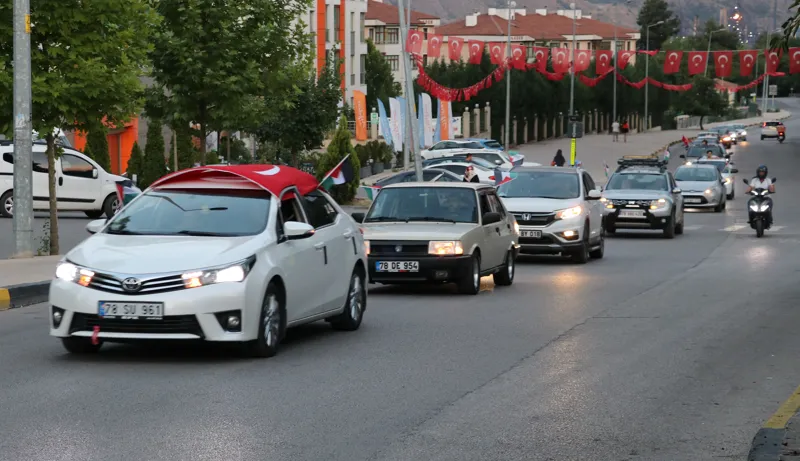 Karabük'te Filistin'e destek için araç konvoyu oluşturuldu