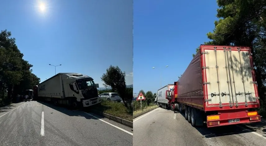 Samsun-Ordu kara yolu tır kazası nedeniyle bir süre ulaşıma kapandı