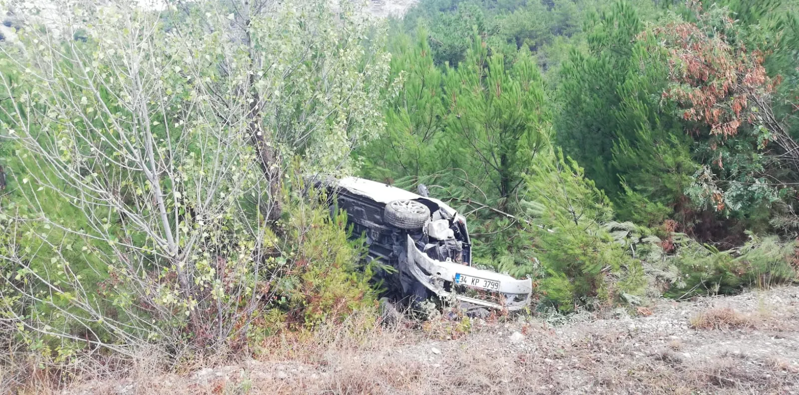 Kastamonu'da devrilen otomobildeki 2 kişi yaralandı