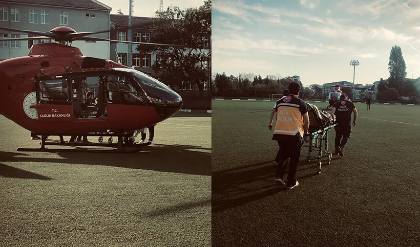 Kalp krizi geçiren kişiye ambulans helikopterle müdahale edildi