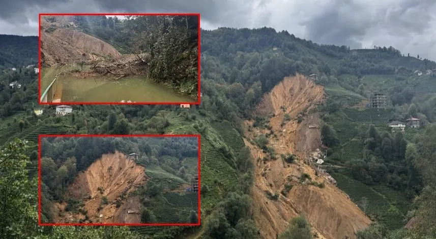 Rize'de heyelan riski nedeniyle 13 ev tahliye edildi