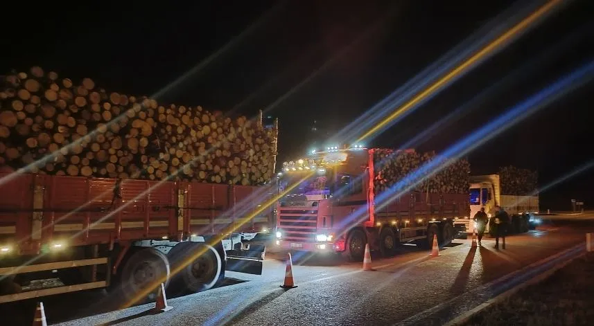 Alucra'da orman ürünleri taşıyan araçlar denetlendi