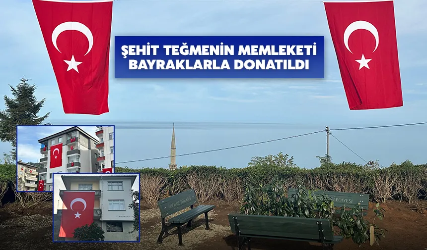 Şehit teğmenin memleketi bayraklarla donatıldı