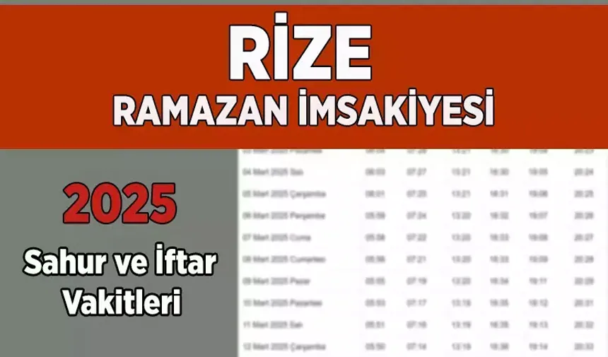   Rize sahur ve iftar saatleri, ramazan imsakiyesi