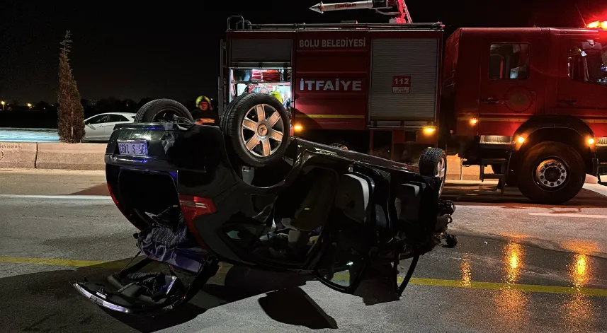 Takla atan otomobilde yangın çıktı: 1 yaralı