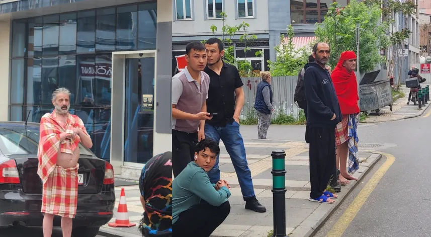 Depreme hamamda yakalandı, sokağa peştamalla çıktı