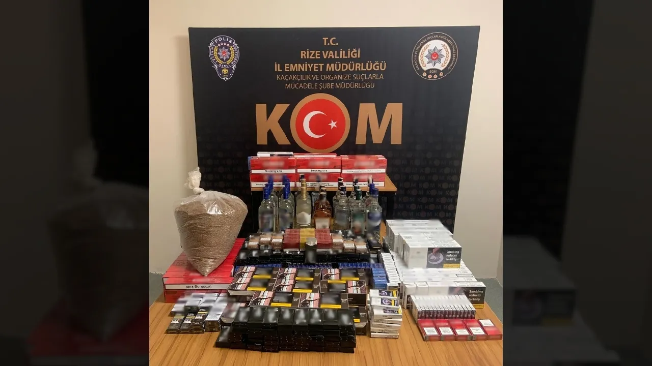 Rize'de kaçak sigara ve içki ele geçirildi