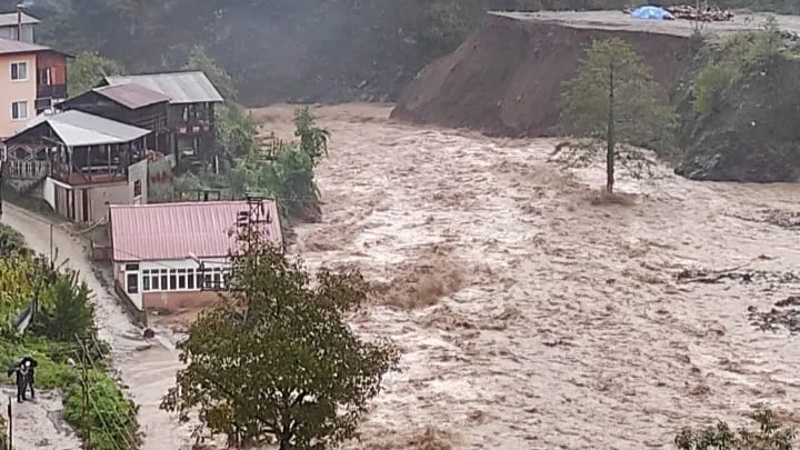 Artvin sağanak etkili oldu; dere taştı, köprü yıkıldı