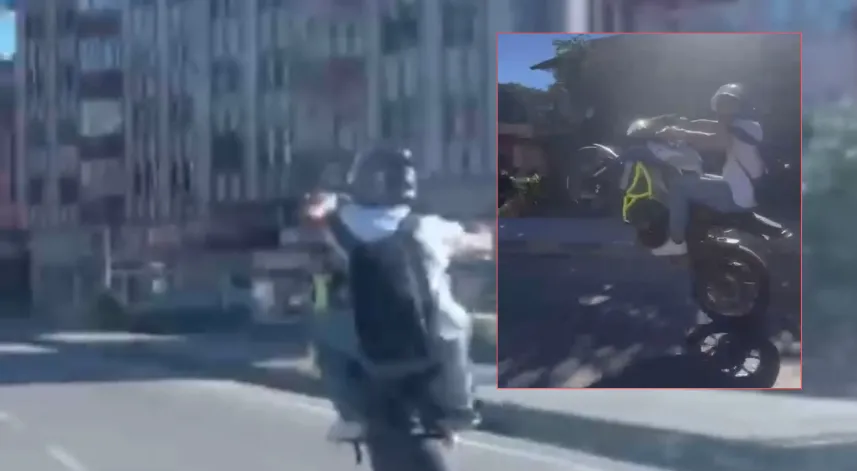 Tek teker üzerinde ilerleyip, hız yaptı; o anlar kamerada