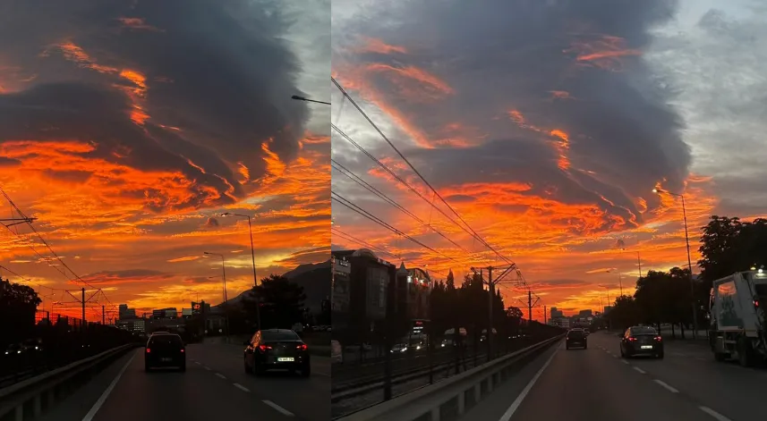 Bursa'da sabah gökyüzünü kaplayan ilginç bulut dikkat çekti