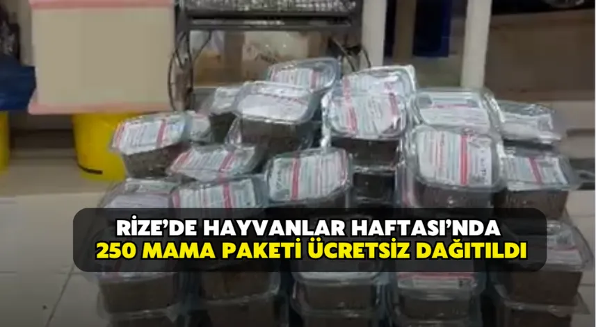 Rize’de hayvanlar haftası’nda 250 mama paketi ücretsiz dağıtıldı