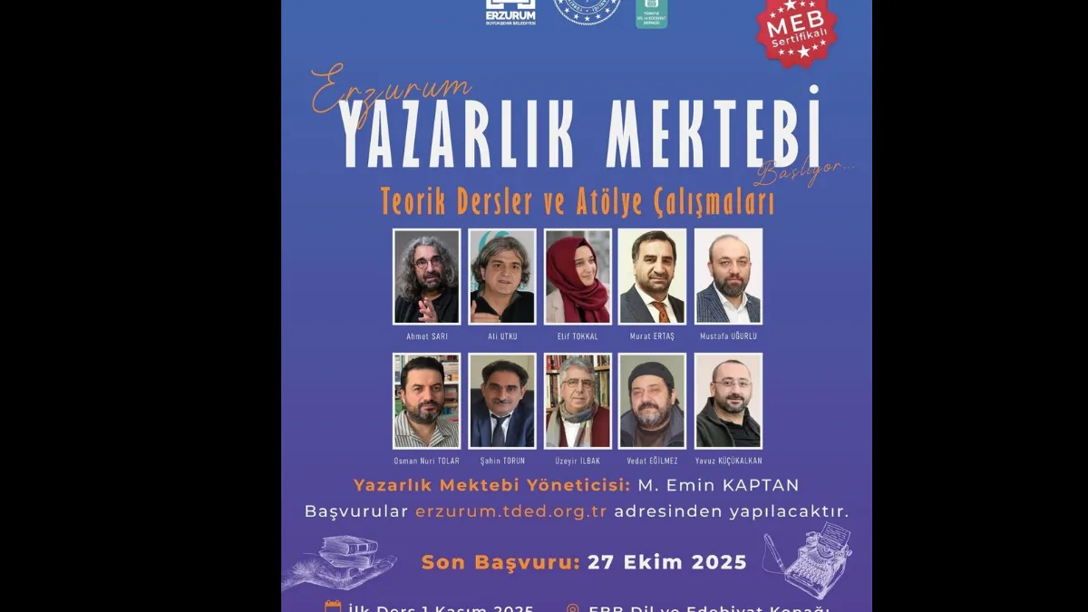 Erzurum Yazarlık Mektebine başvurular başlıyor