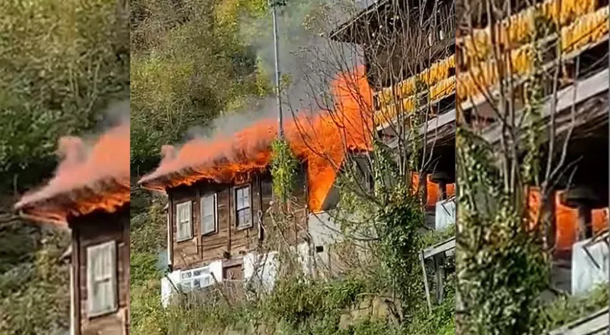 Ahşap ev alev alev yandı