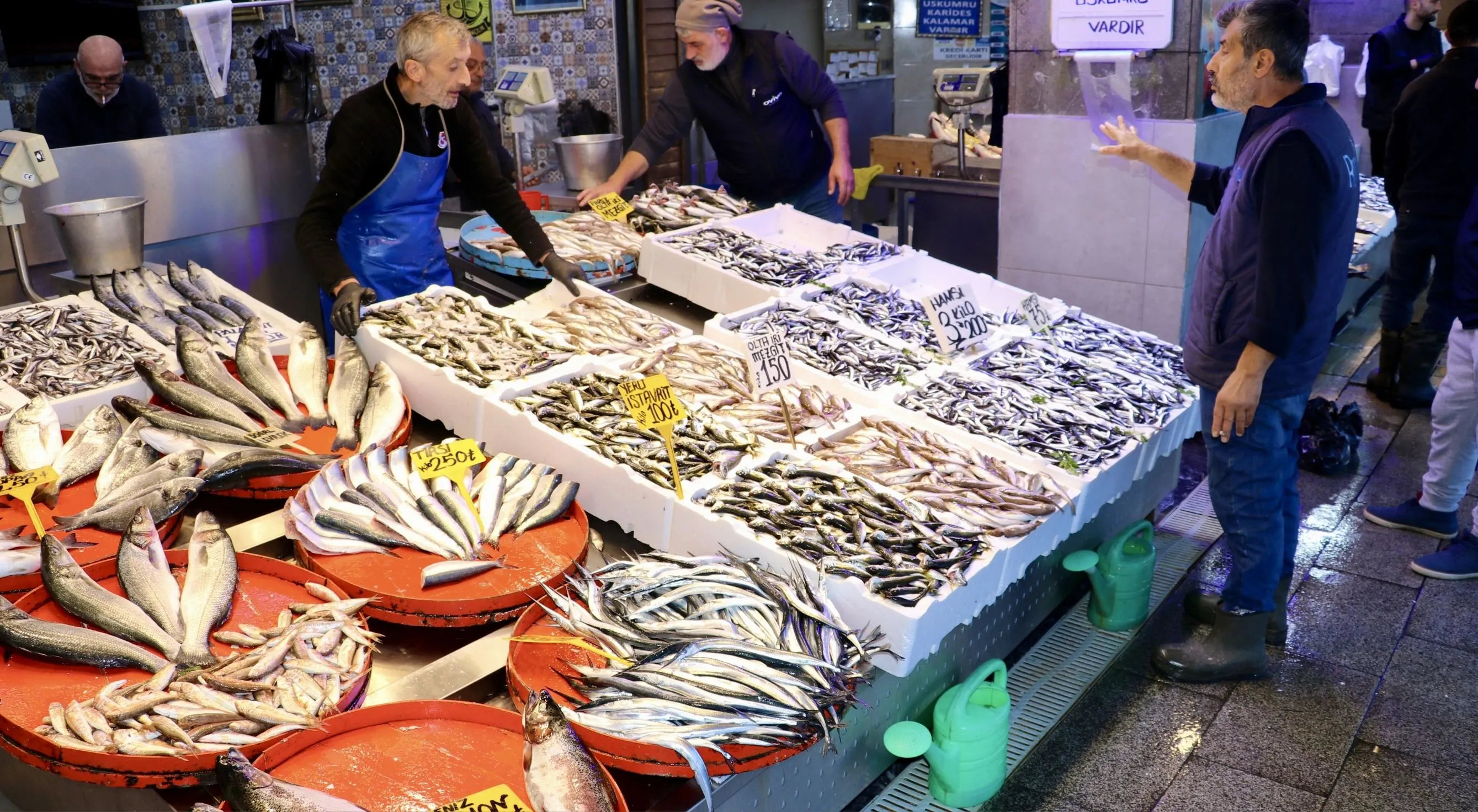 Trabzon'daki balıkçı tezgahlarında hamsi bolluğu devam ediyor