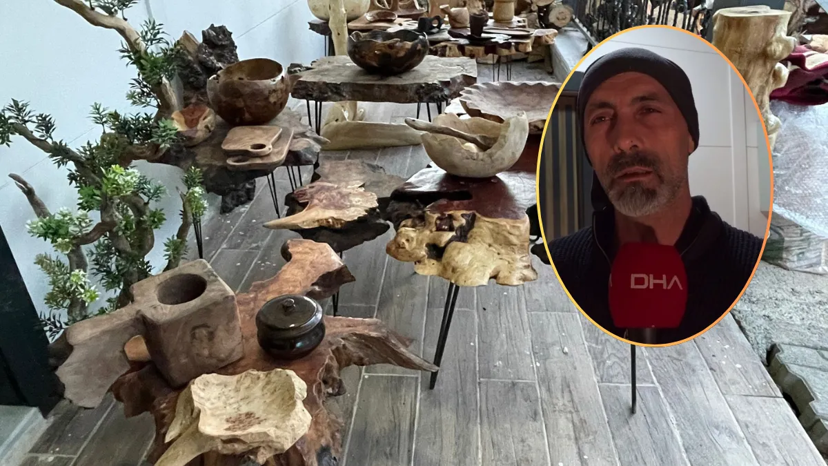 Ağaç parçalarını eşyaya dönüştürüyor; hayali müze kurmak