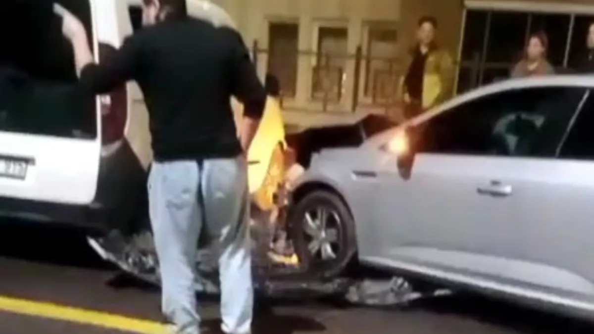 Kaza yapan oğluna kızan babayı çevredekiler sakinleştirdi