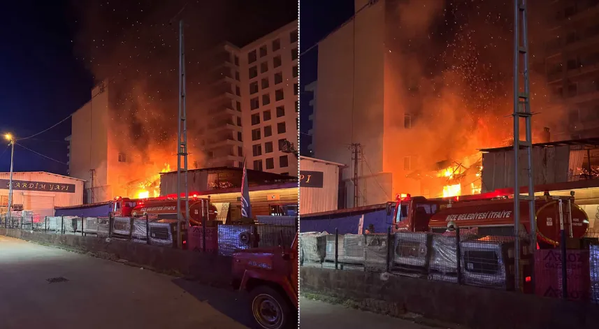 Rize’nin Taşlıdere Mahallesinde Eski Binada Yangın Çıktı