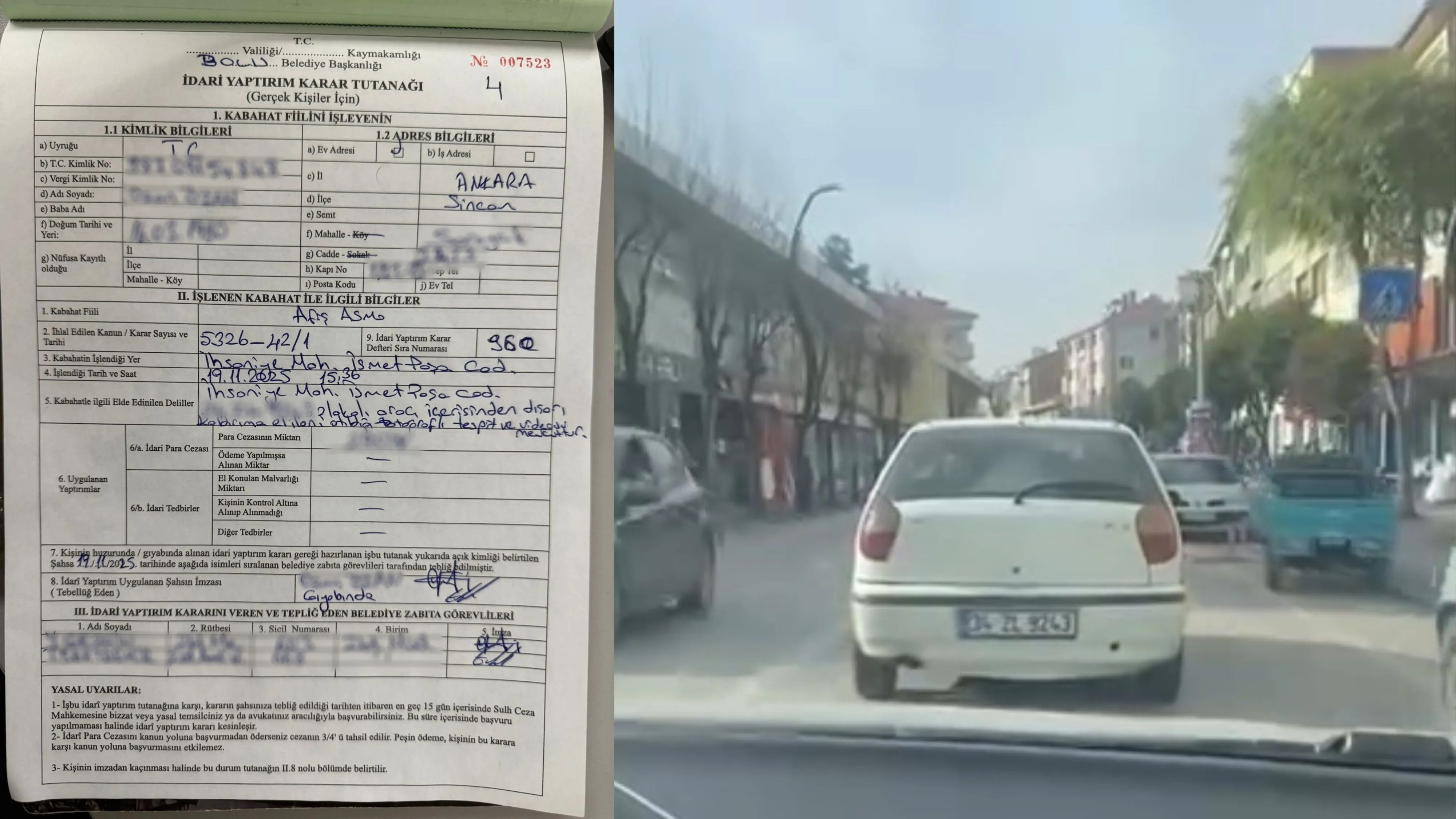 Araçtan sokağa broşür fırlatan kişi, ceza yedi