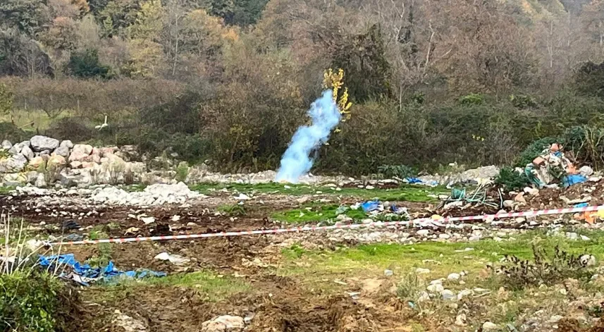 Zonguldak’ta iş makinası doğalgaz hattına zarar verdi